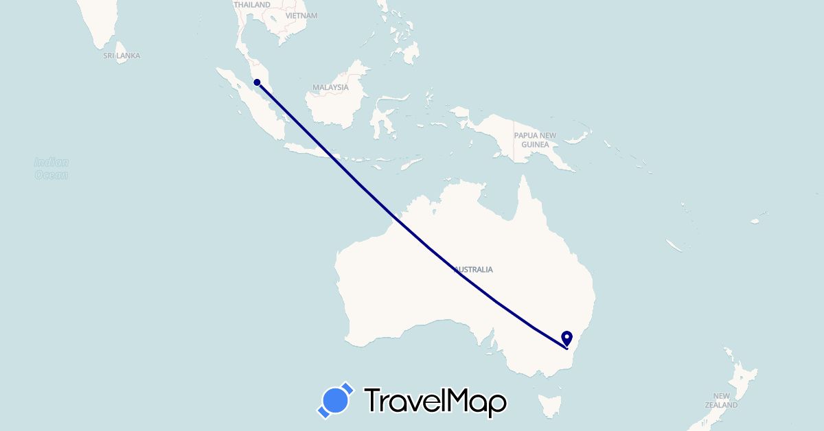 TravelMap itinerary: driving in Australia, Malaysia (Asia, Oceania)